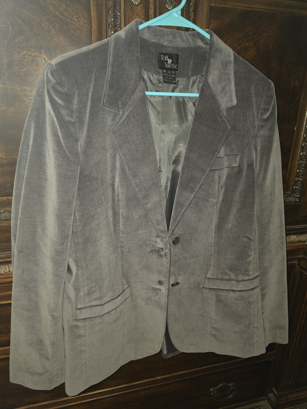 Women's Gray Velvet Blazer Sz 14 EUC